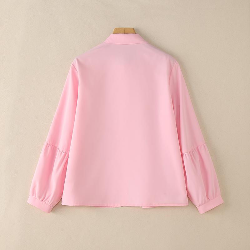 ZANZEA Kadın Rahat Yakası Açık Düz Renk Bol Uzun Kollu Bluz