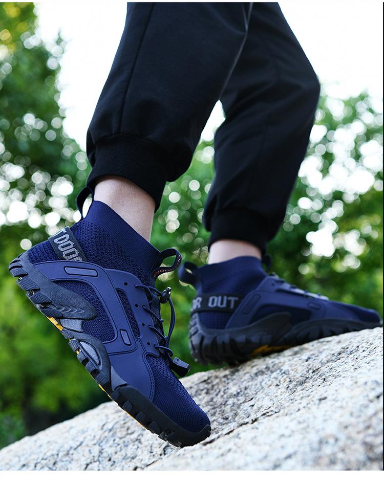 Men's Breathable Flyknit Hiking Shoes - Non-slip, Wear-resistant, Quick-drying, Mid-top Canyoning and Trekking Shoes