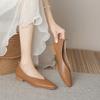 Women's Genuine Leather Multi-Color Low-Heeled Loafers Round Toe Flat Casual Versatile Shoes