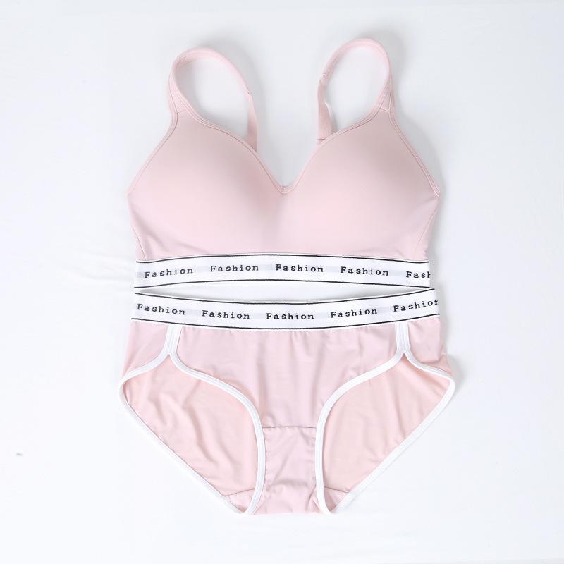 

New sports underwear women s small breasts gather without steel ring bra letter splicing sexy underwear bra S/70ABC рожевий