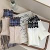 2025 Ruffle Double Layer Ribbed Cotton Plaid Mid-Calf Socks for Women