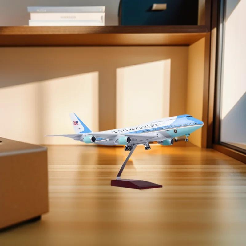 

Украшение для дома самолет масштаб 1/150 47см Модель самолета B747 B747 Борт номер один Модель самолета с огнями и колесами посадка NO LED