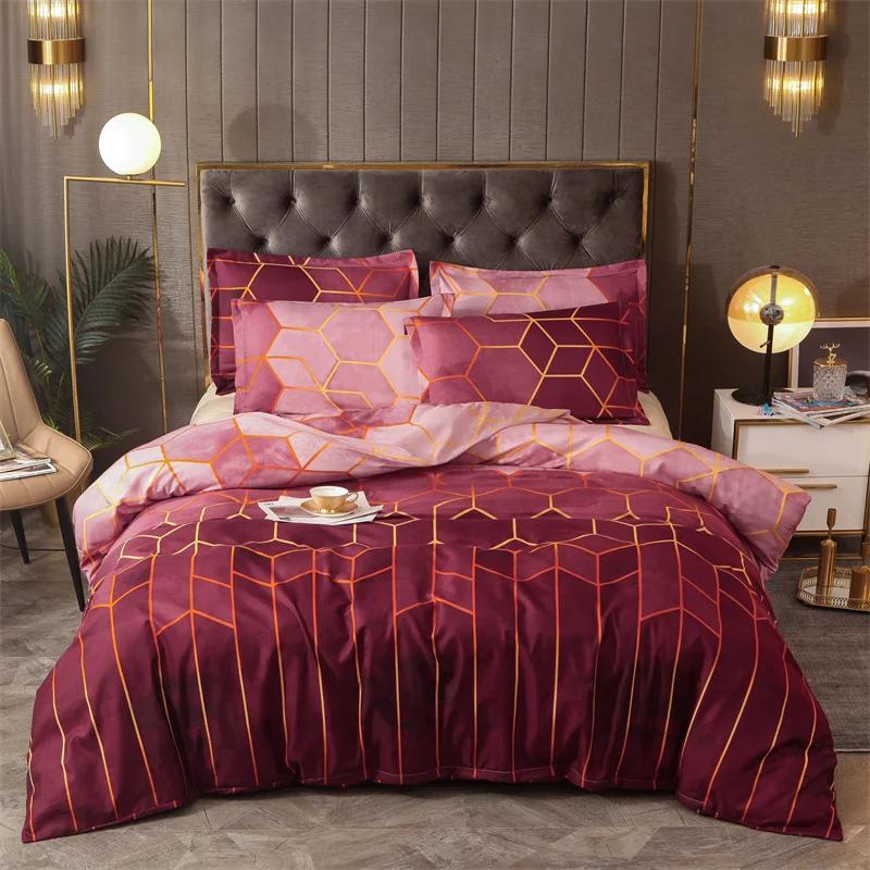 3Pcs Green Comforter Set Twin/Full/Queen/King/Single/Double Size, Geometric Bedding Sets for Man Woman, Marble Duvet Cover
