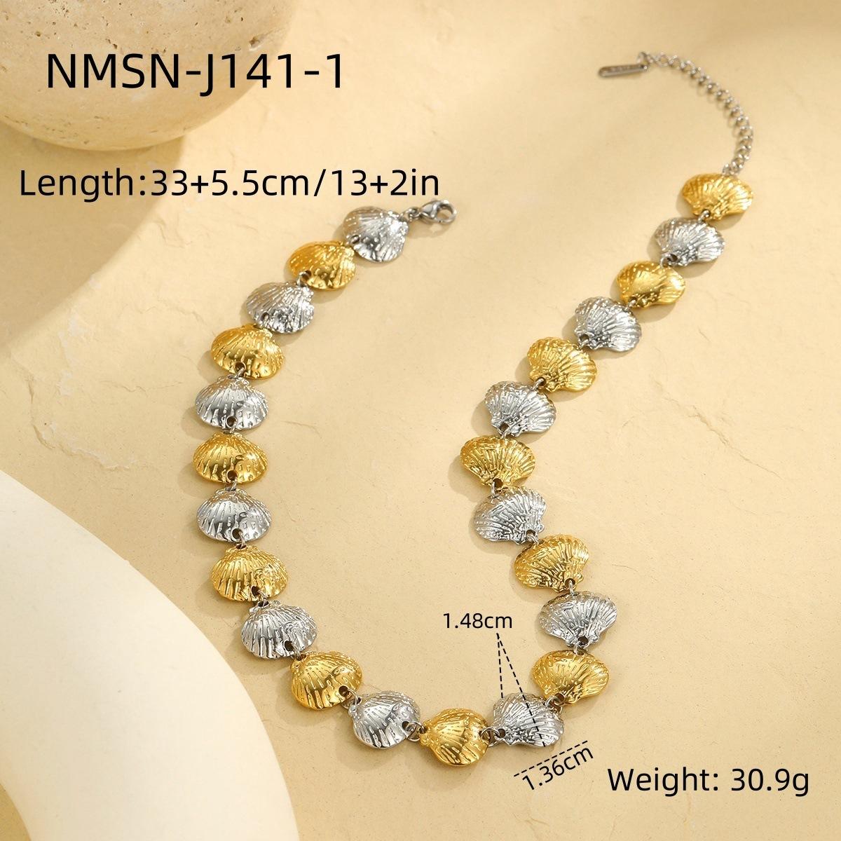 GEMCHIC Women s 18K Stainless Steel Summer Ocean Resort Seashell Necklace Set with Bracelet and Earrings