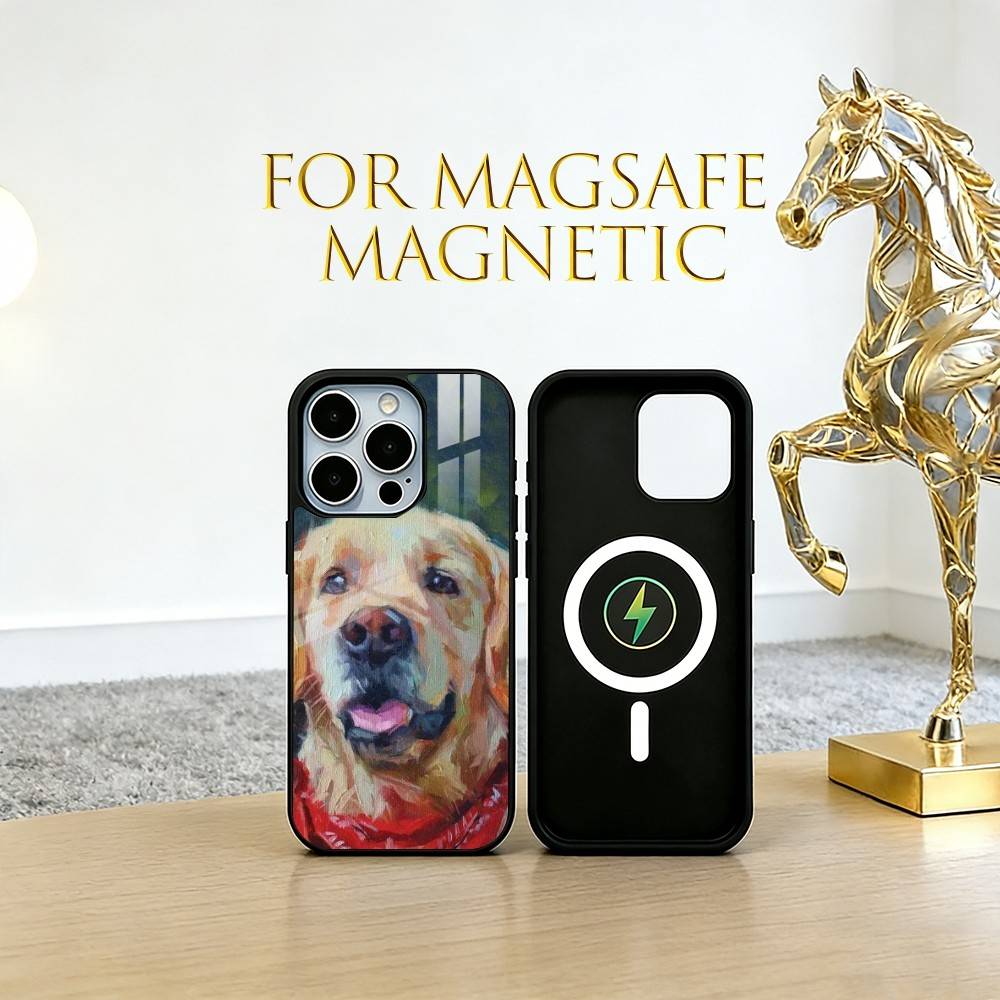 Oil painting of a dog Phone Case For iPhone17,16,15,14,13,12,11 Plus,Pro Magnetic with Magsafe Wireless Charging
