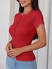 Damen Rippstrick Cropped Cardigan Kurzarm Knopfleiste Figurbetont Pullover Top