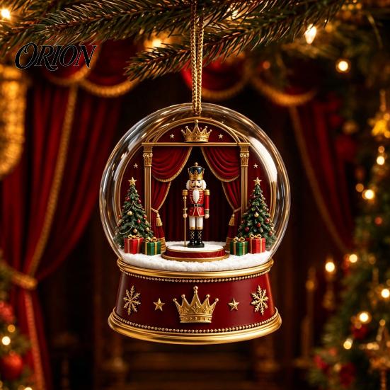 Festive Party Hanging Ornaments Christmas Crystal Ball Style Pendant with Rope, 2D Flat Acrylic Holiday Decorations Ornament for Tree Decoration