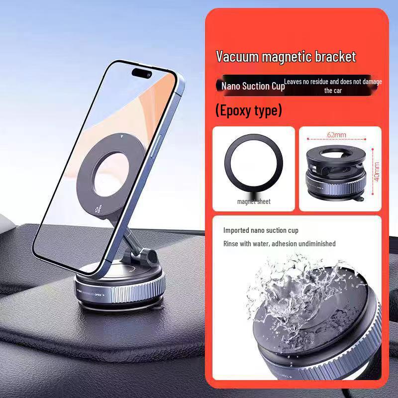 Universal Magnetic Car Phone Holder with Rotating Suction Cup and Strong Grip