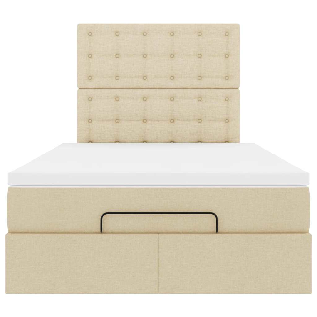 Ottoman Bed Frame with Mattress, Cream, 120X190 Cm, Fabric