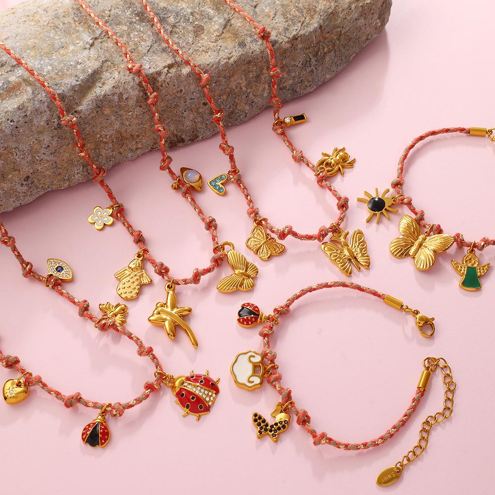 European & American Cross-border Fashion Niche: DIY Flower Heart Pendant Bracelet & Necklace Set