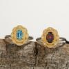 Bijuterii Color Treasure Inel din Argint Sterling S925 cu Safir Natural Inel Incrustat pentru Femei Inel Deschis Stil Curte Bijuterii