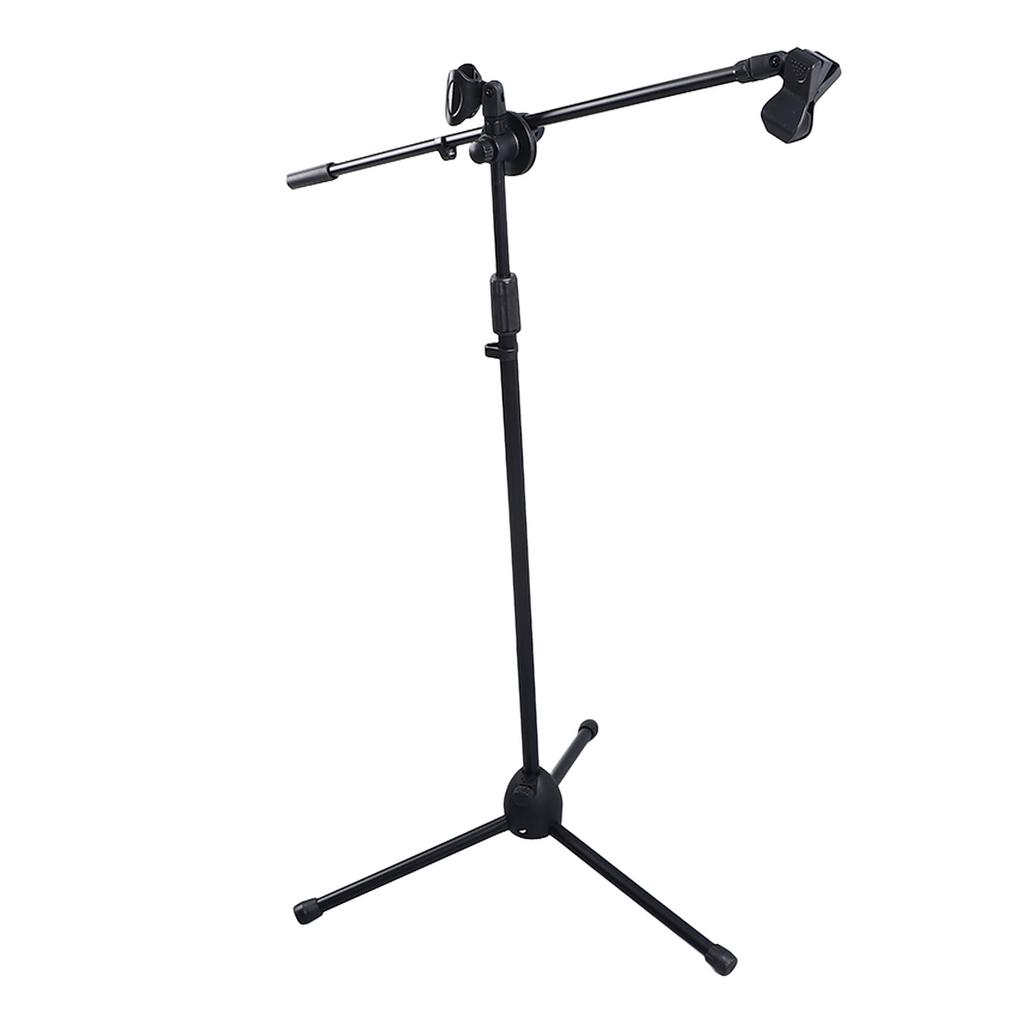Microphone Tripod Stand Mic Tripod Holder with 2 Mic Clips for Live Stream Singing Stage