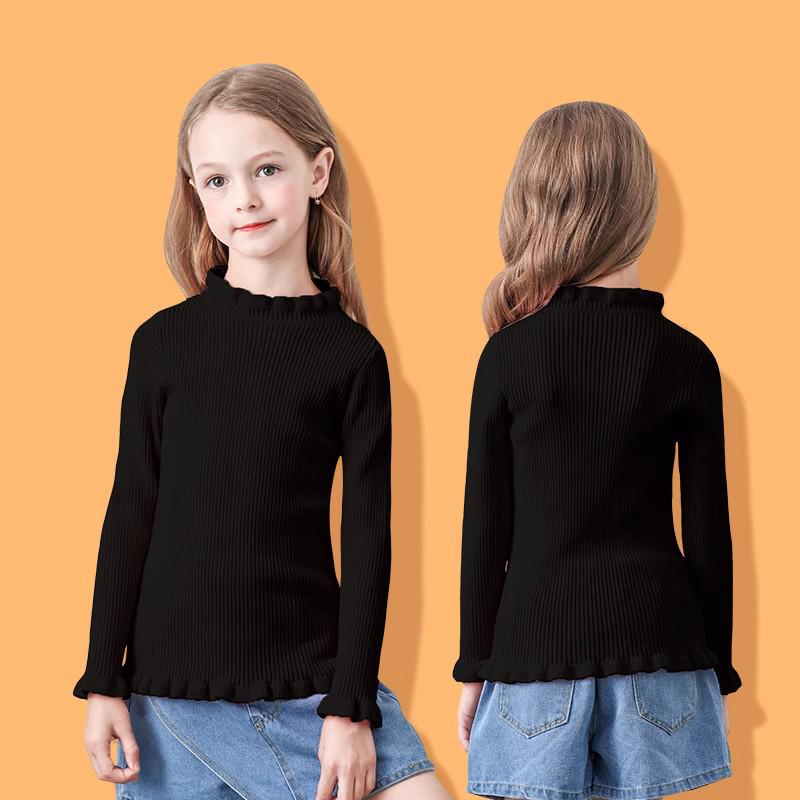 Dětský svetr pletený z jádrové příze v korejském stylu s vysokým límcem - podzimní/zimní pulovr pro střední a velké děti