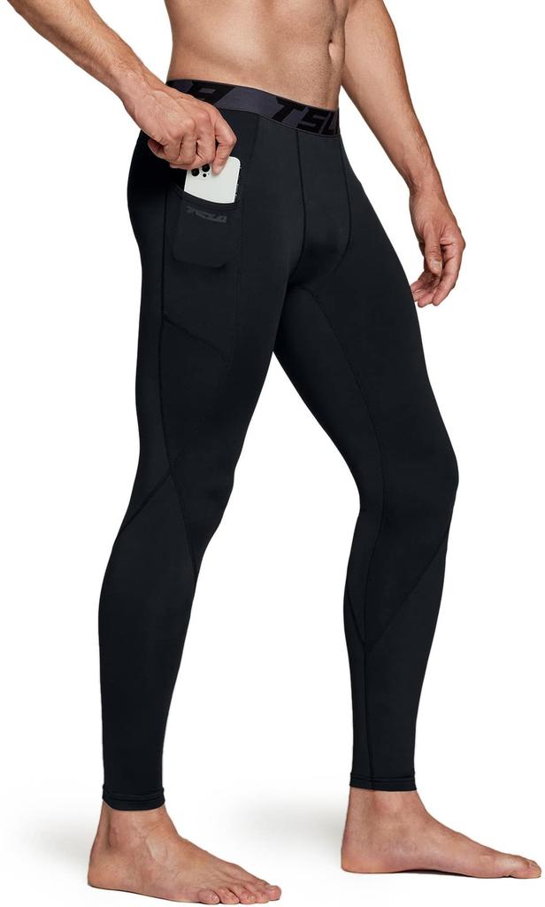 Tesla and Compression Sports Compression Running Thermal Cold Weather Thigh Long Men's Tights, Fleece-Lined, Stretchy, Warm, Cold-Wearing, Wear,