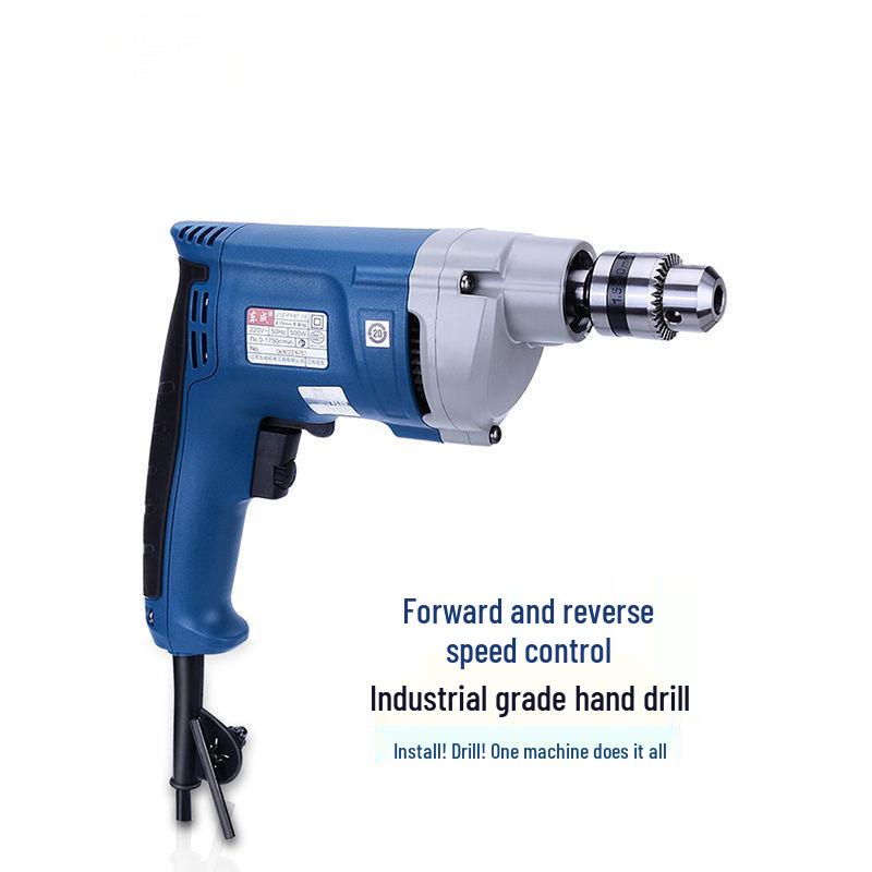 Multifunctional 220V High Power Electric Drill with Forward/Reverse Adjustment for Household Use.