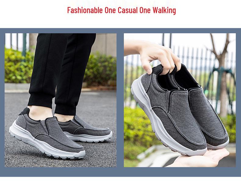 Men's Spring Slip-on Walking Shoes: Breathable Mesh, Lightweight, Large Size, Perfect for Middle-aged & Elderly Casual Wear.