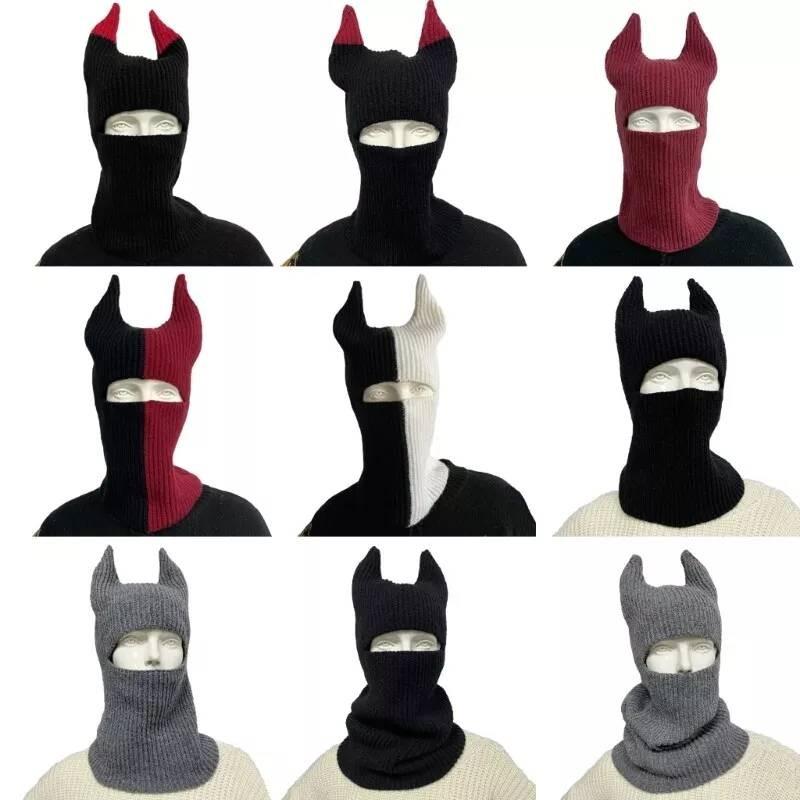 Cozy And Stylish Knitted Beanie Hat With Horns For Halloween Fun And Winter Warmth