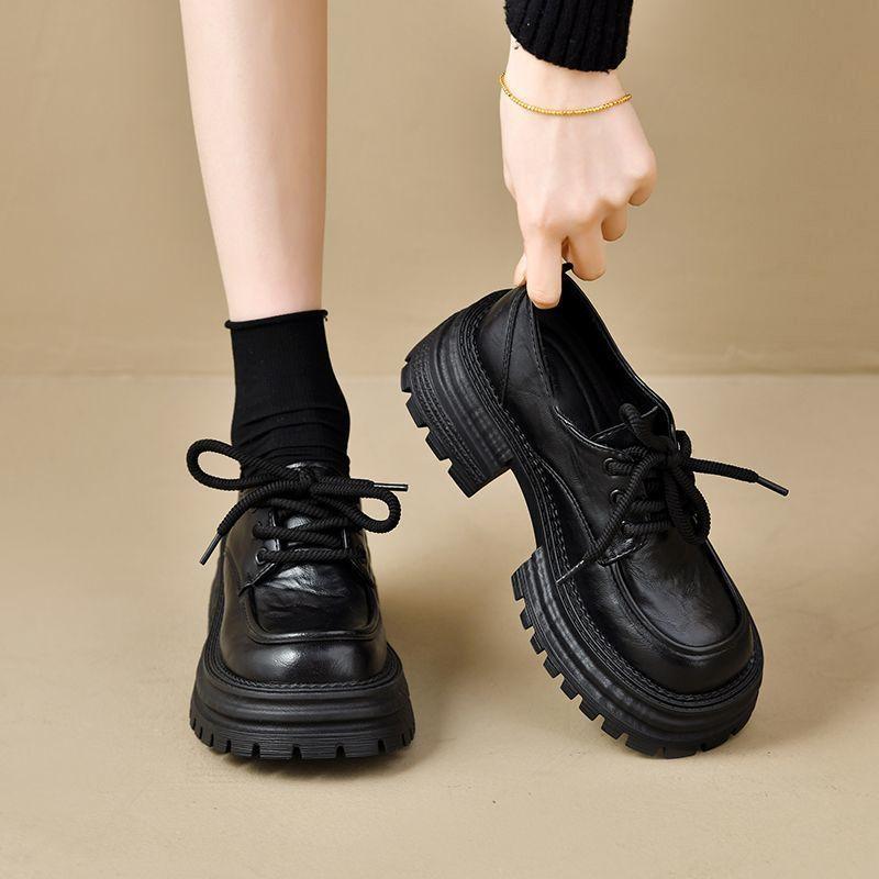 Fashion versatile and comfortable skirt women's single shoes spring and summer new British style small leather shoes women