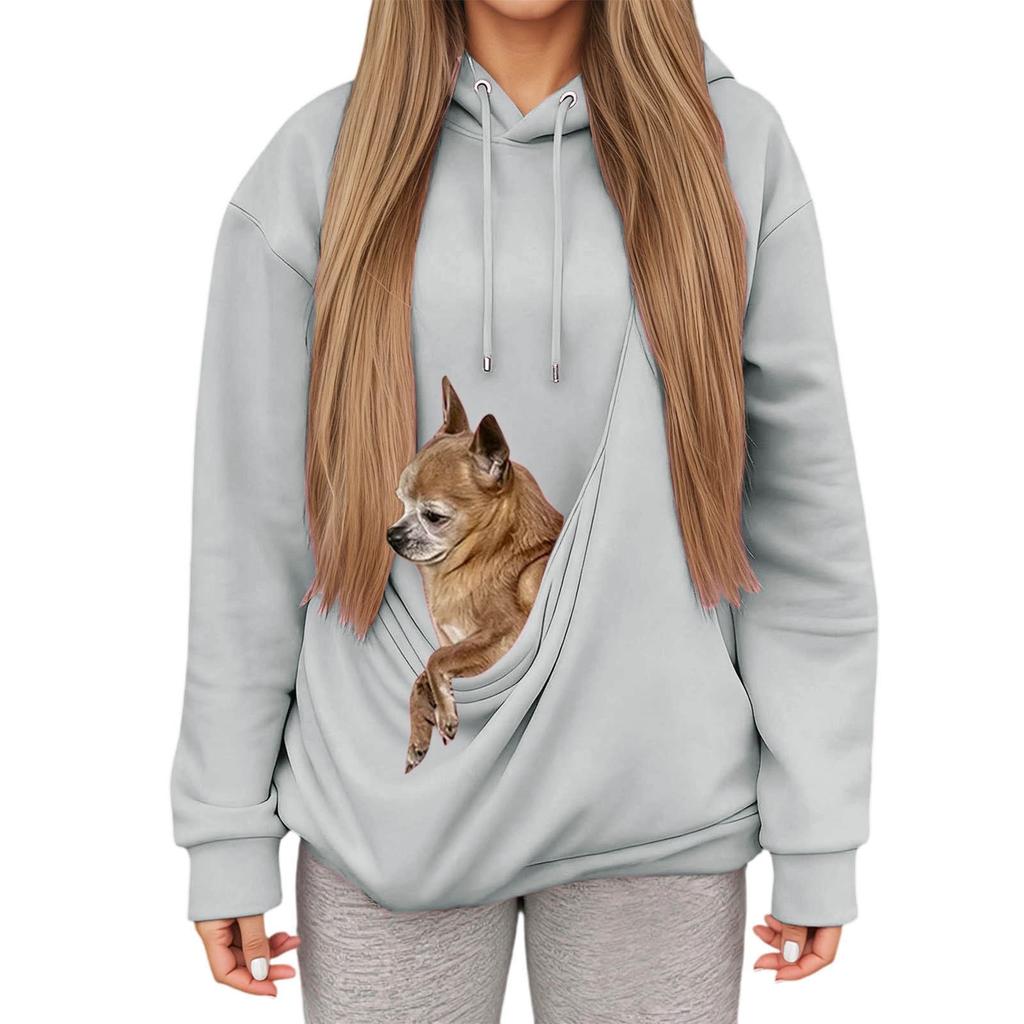 Women's Hoodie, Pet Bag, Sports Shirt, Pet Cat And Dog Pocket Holder, Top