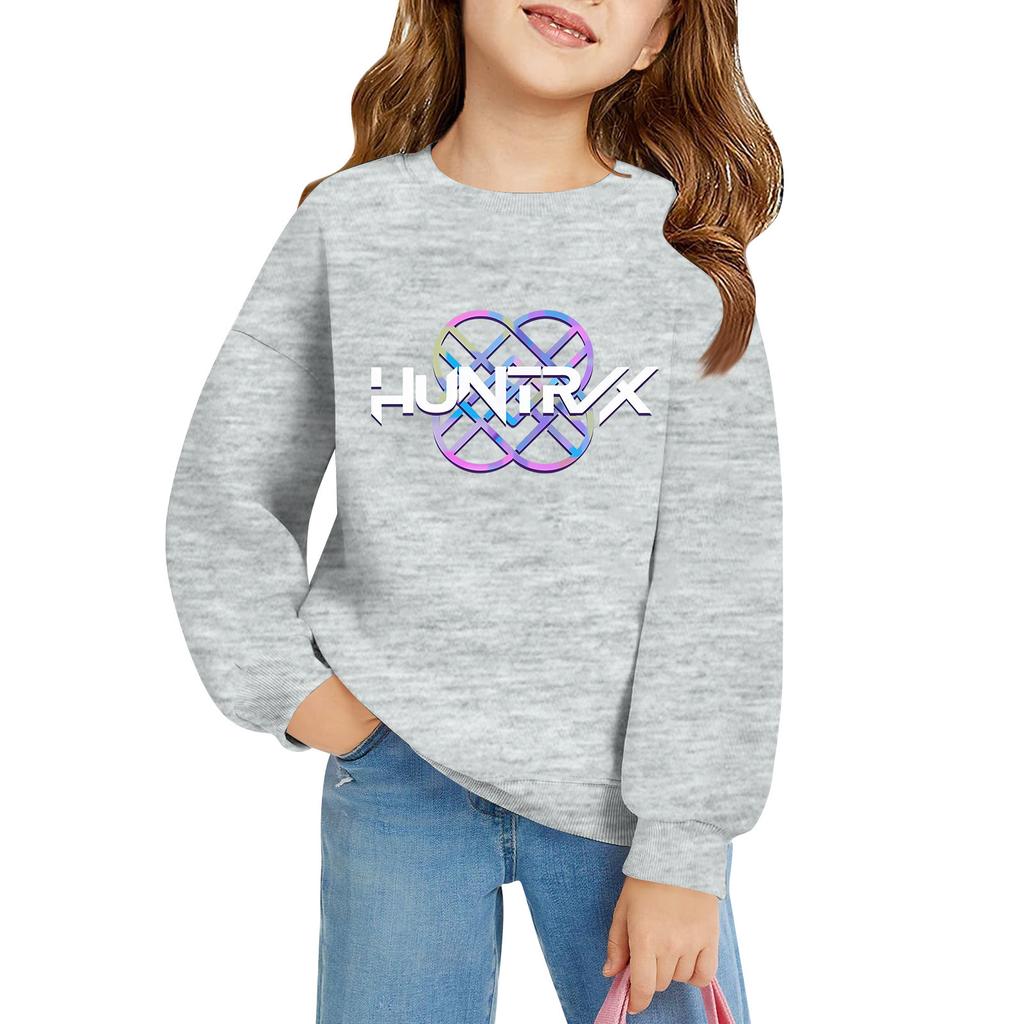 Kids' Long Sleeve Loose Pullover Letter Printed Round Neck Sweatshirt