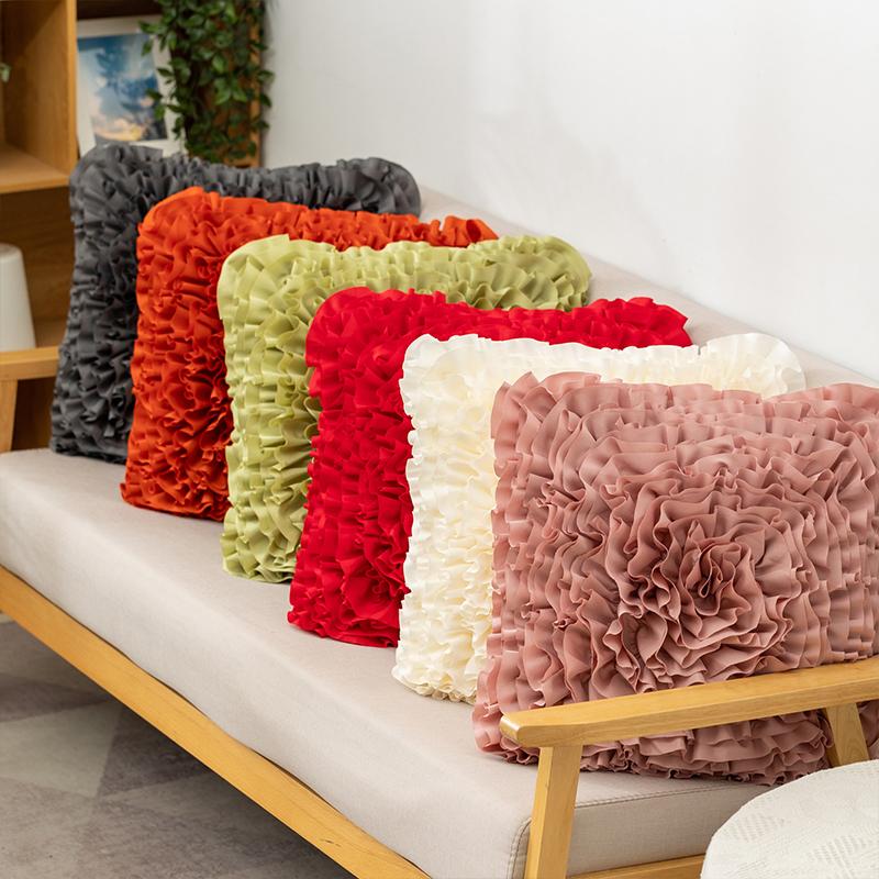 Luxury 3D Flower Pillowcase Handmade Pleated Flower Pillow Case Ins Sofa Cushion Cover Living Room Sofa Decor Throw Pillow Cover