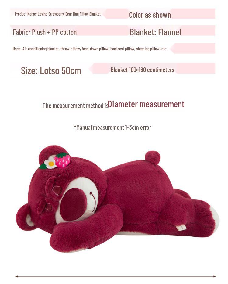 Strawberry Hugging Pig & Little Bear Plush Toy Blanket – Dual-use Nap & Travel Comfort for Kids