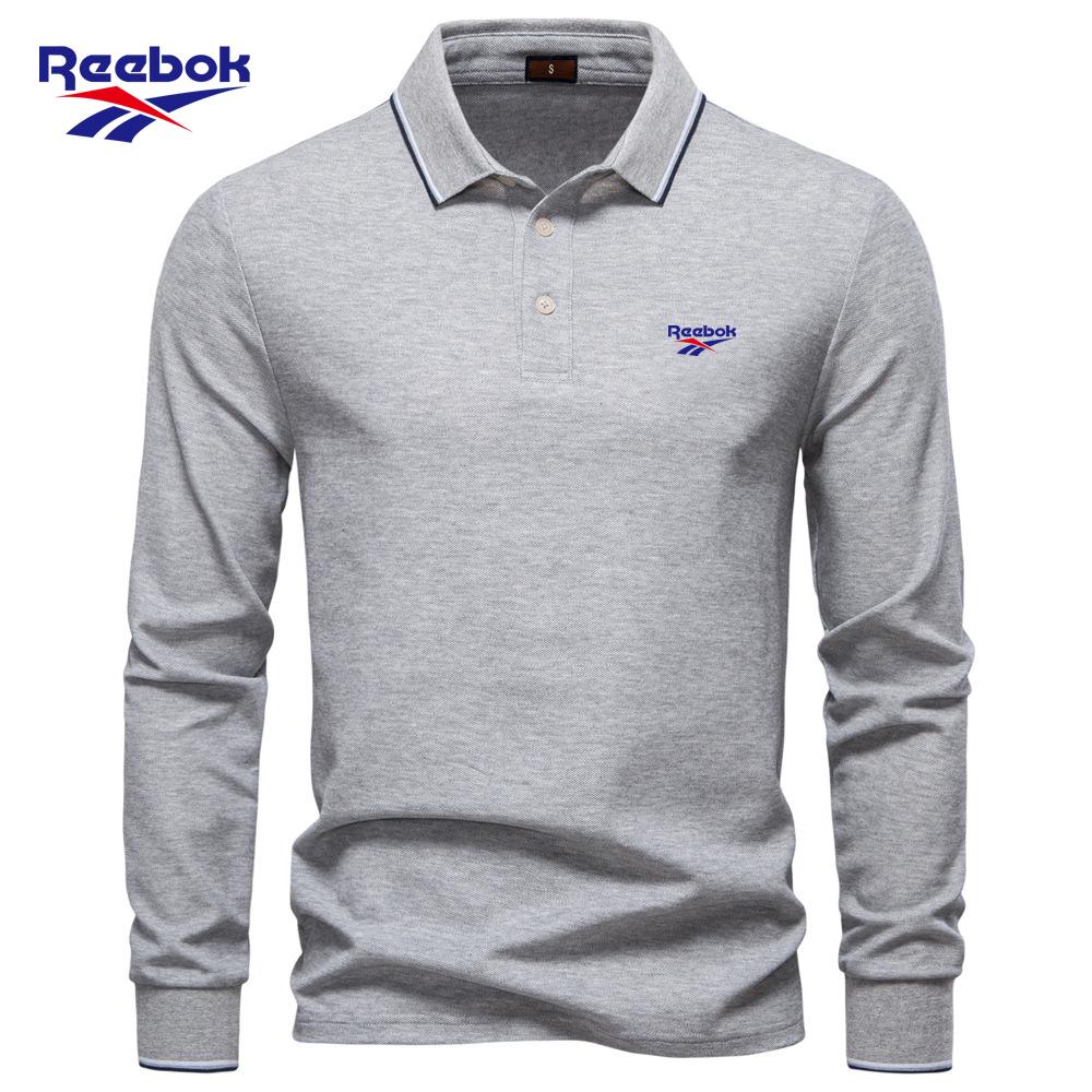 

Reebok 2026 Осінь Нова Чоловіча Поло з Вишивкою з Довгим Рукавом, Однотонний Чоловічий Верх з Комірцем, Універсальна Поло для Чоловіків M