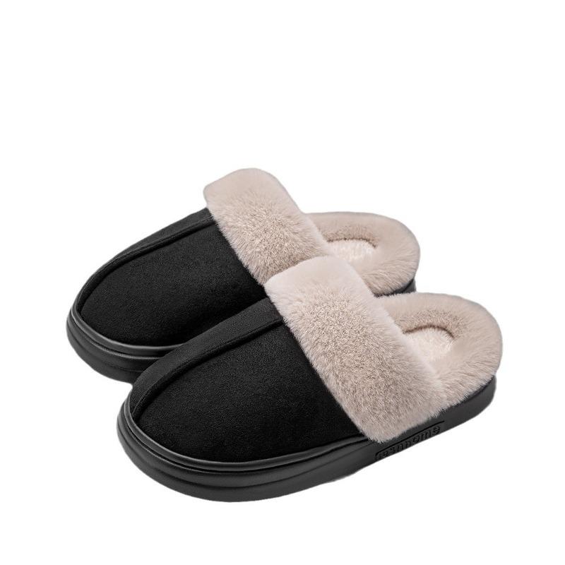 Cotton Slippers Women's Autumn and Winter New Home Indoor Thick Bottom Outer Wear Non-slip Plush Suede Cotton Mop