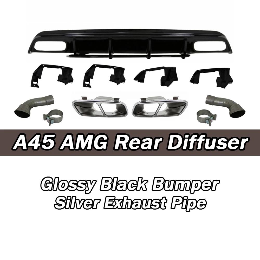 XVIP Red Glossy Black Rear Diffuser With Exhaust Pipe For Mercedes Benz A-Class W176 A200 A45 AMG 2013-18 Bumper Car Accessories