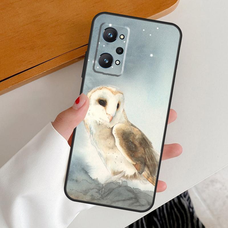 Owl Watercolor Animal For Realme GT7 GT6 15 Pro 10 11 12 13 14 Pro Plus C65 C63 C61 C55 C51 C53 C35 C75 C67 Case