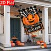 2D Flat, 2D Flat Autumn Pumpkin Welcome Garden Flag_ Autumn Thanksgiving Holiday Harvest Buffalo Grid Large Garden Flag (3)- Outdoor Garden Flag Doubl