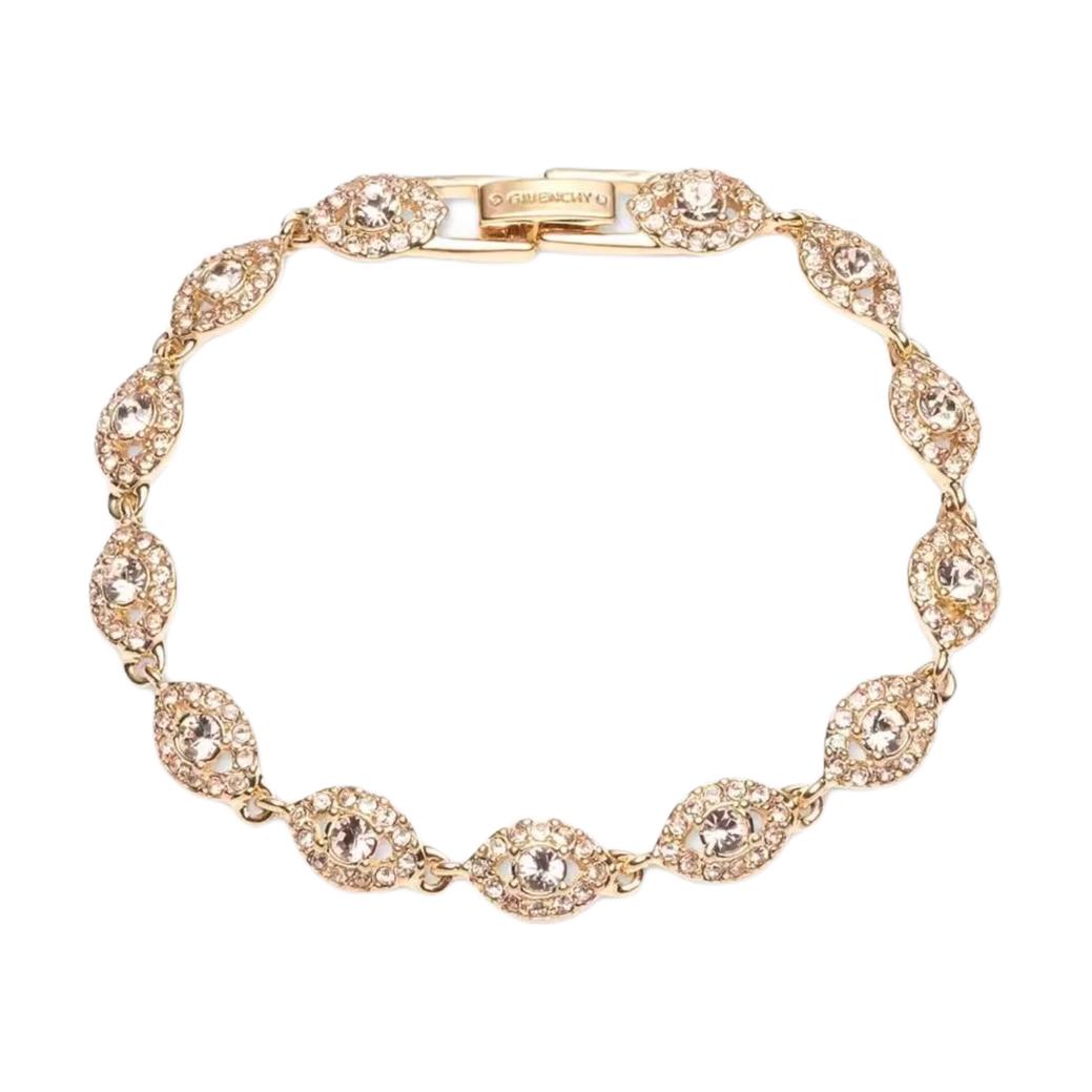 Givenchy Logo Letter Engraved Inlay Design Alloy Imitation Crystal Bracelet Women bracelet Gold 60511314-887 Basic Packaging-Box Not Included,F,Gold