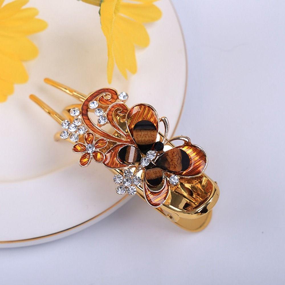 

Flower Korean Style Hairpin Rhinestone Duckbill Clip Butterfly Hair Clip Female Hair Accessories кофейный
