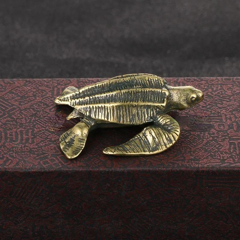 Brass Turtle Small Home Deco Ornaments Pure Solid Copper Antique Animal Miniatures Figurines Crafts Office Desktop Decorations