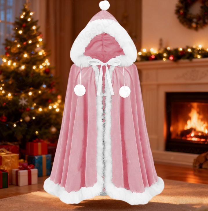 Gender-Neutral Gold Velvet Santa Claus Christmas Party Cloak Shawl