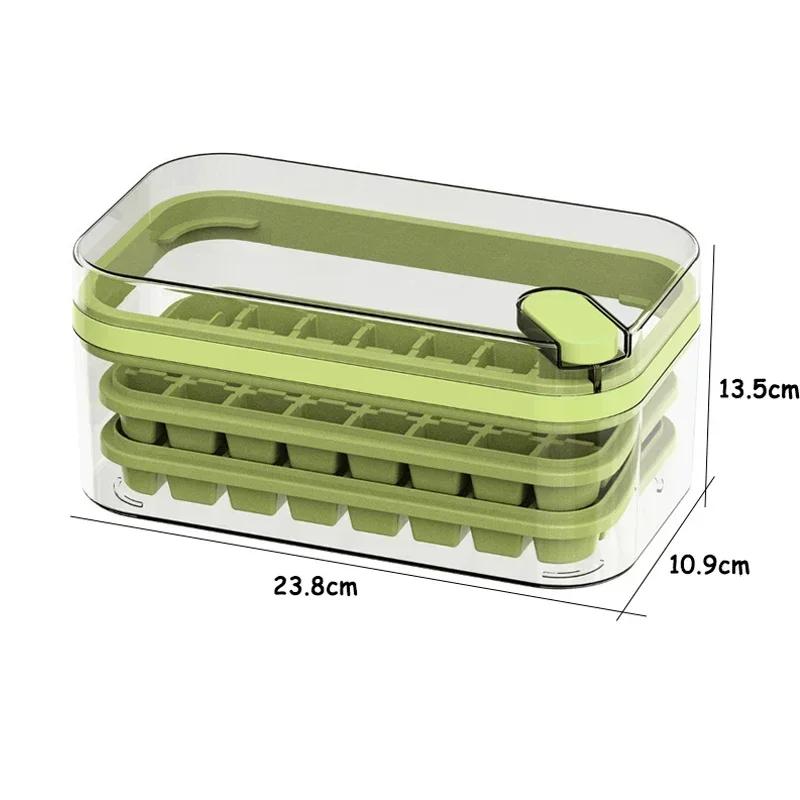 Multifuctional Ice Cube Molds Silicones Ice Mould Food Grade Mold Square Container Cold Drink Set Button Press Gather Ice Maker