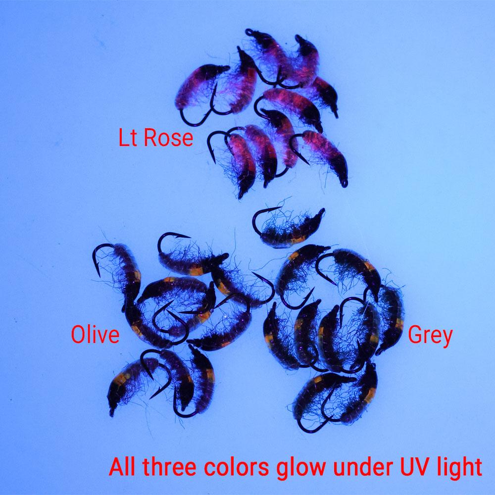 6PCS Scud Nymph Flies Copper Wire Weighted Flash Dubbing Caddis Larva Emerger Fly Fishing for Trout Czech Nymphing River Fishing