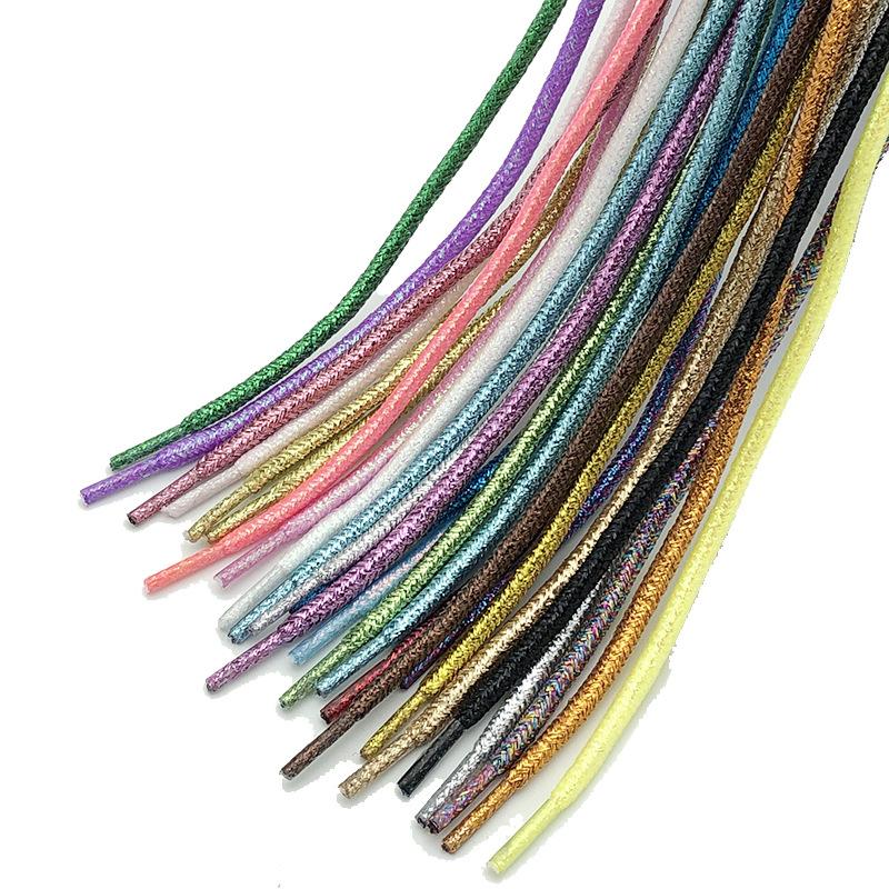 New Round Colorful Lurex Shoelaces Glitter White Trendy Bright Shoelaces Sneaker White Casual Sports Leather Running Shoes Laces