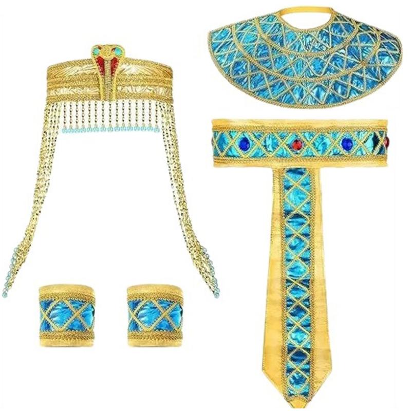 Ägyptische Kostümaccessoires Ägyptische Stirnbänder Schlangen-Kopfschmuck Ägyptischer Gürtel Halsband Armband für Damen Herren Halloween