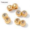 14K Gold Plated Brass Double-Bead with Silicone Inserts,Positioning Adjustment Spacer Beads For DIY Necklace Making Accessories