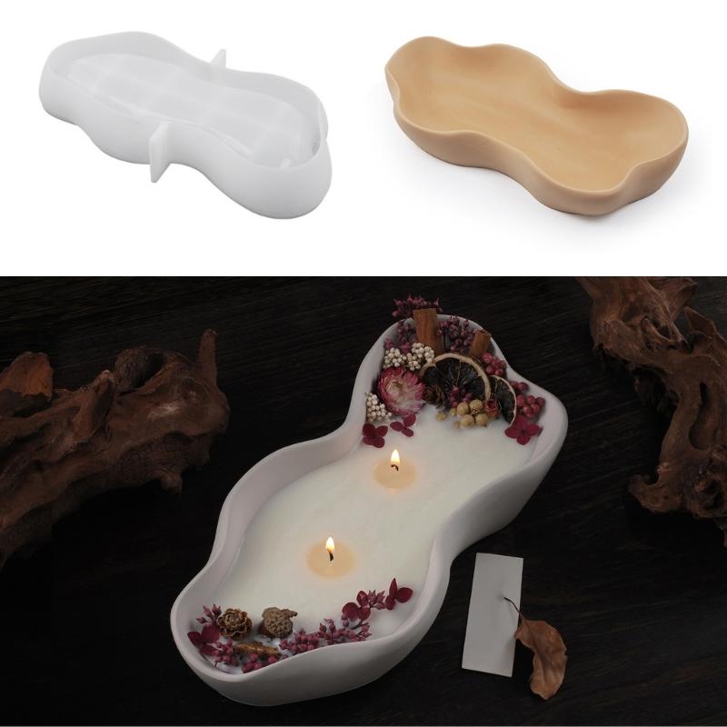 Silicone Candle Tray Molds for Storage Tray Candle Cup Jewelry Case Plaster Ornaments