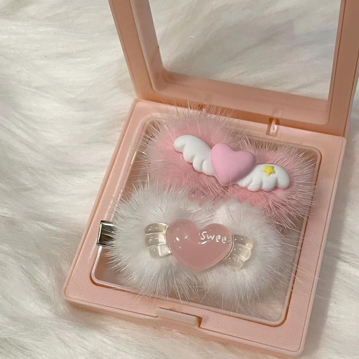 

Заколки Super Q желе розового цвета с крыльями ангела, BB, боковой зажим, милый шарик для волос, заколка для волос, аксессуары для волос ручной работы, сделай сам