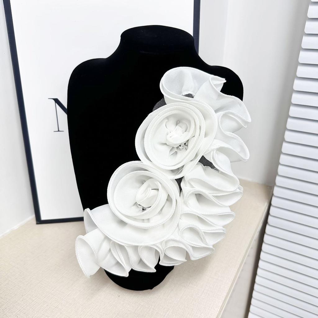 European And American Solid Color Fungus Edge Flower Applique Wedding Dress Accessories Three-Dimensional Rose Clothing Accessories Cloth Sticker