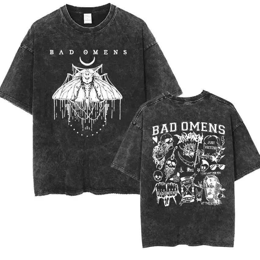 Bad Omens Band Music Tour Washed Oversized T Shirt Retro 90s Men Women Short Sleeve Y2k Hip Hop T-shirt Casual Streetwear Clothing