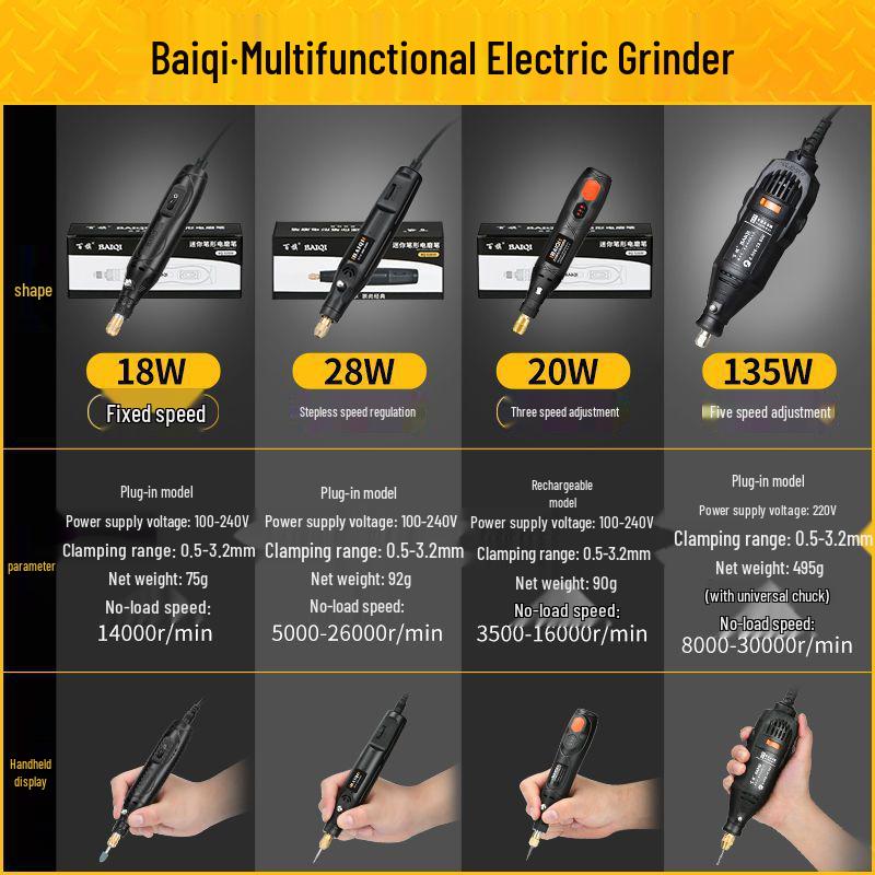 Compact Electric Grinder: Handheld Jade Polish, Engraving, Wood Carving, Mini Drill Tool