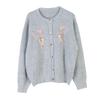 Yang Mi-Inspired Floral Embroidered Knit Cardigan: Korean Style Autumn/Winter Fashion Sweater for Women