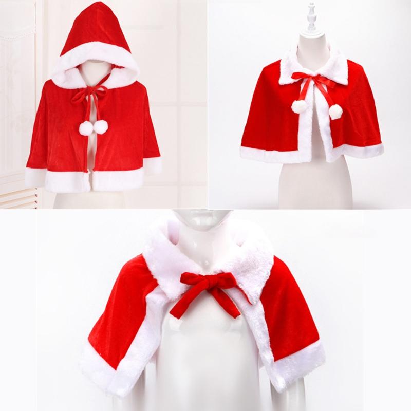 Christmas Santa Claus Party Costume Dress Up Shawl with Hat Outfit Red & White Gold Velvet 3 Type Optional for Adult Kid