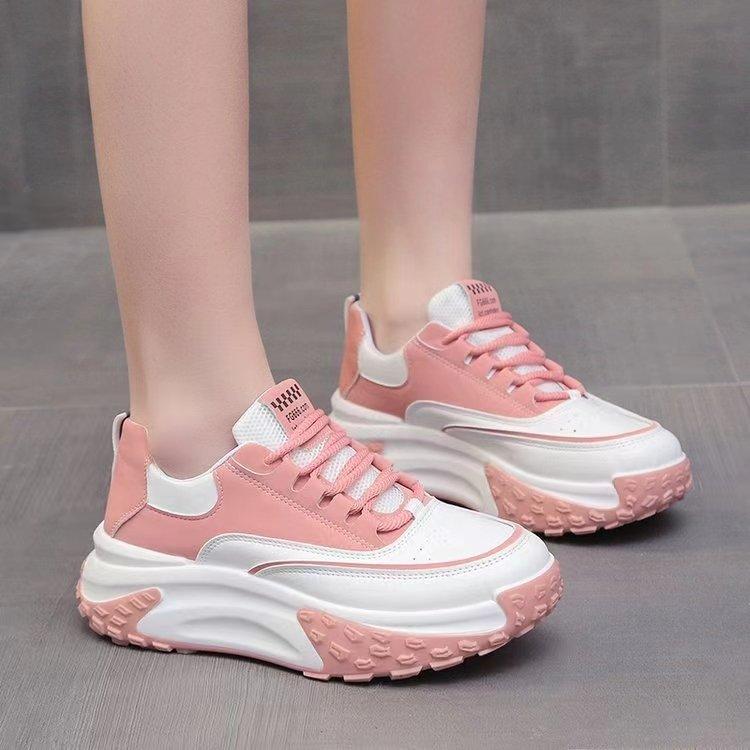 INS Trendy  Spring New Casual Daddy Shoes Women's All-Match Sneaker Platform Hidden Heel Lace-up Women's Shoes