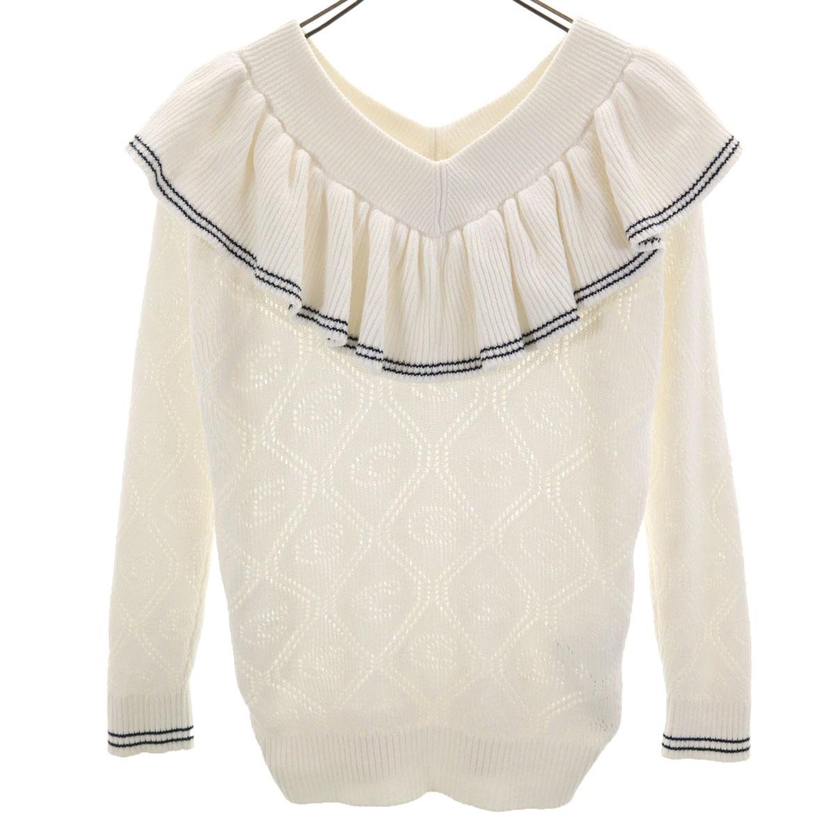 

COACH Long sleeve V neck knit S off white Women Used