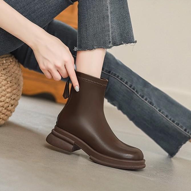 

Hong Kong soft leather fashion boots women s 2025 autumn and winter new British style thin boots comfortable versatile platform boots women 40